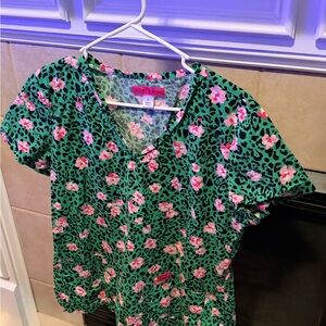 Betsey Johnson Leopard Print scrub top